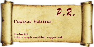 Pupics Rubina névjegykártya